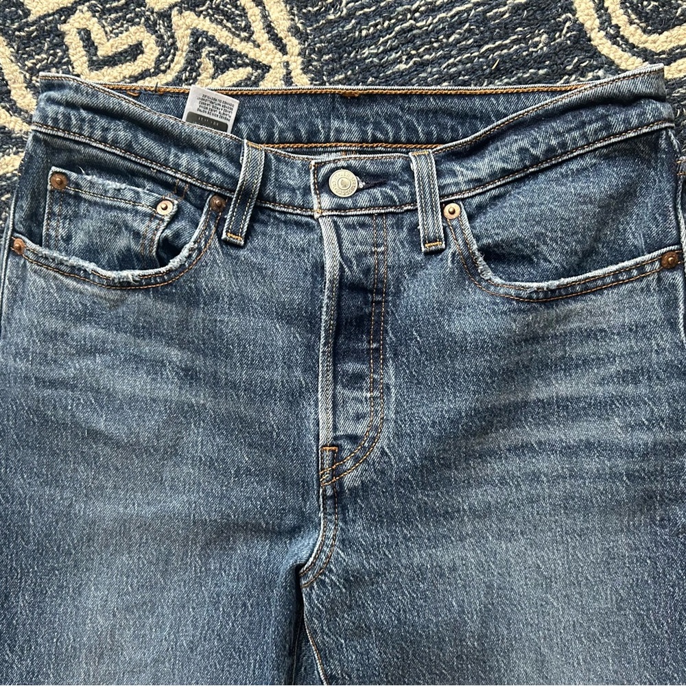 LEVI’S Button Fly 501 Jeans 27 x 30 Medium Wash Blue Straight Leg Denim EUC